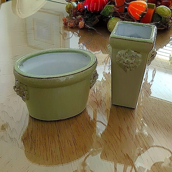 Crackled pottery 2 PC set - Picture 1 of 6